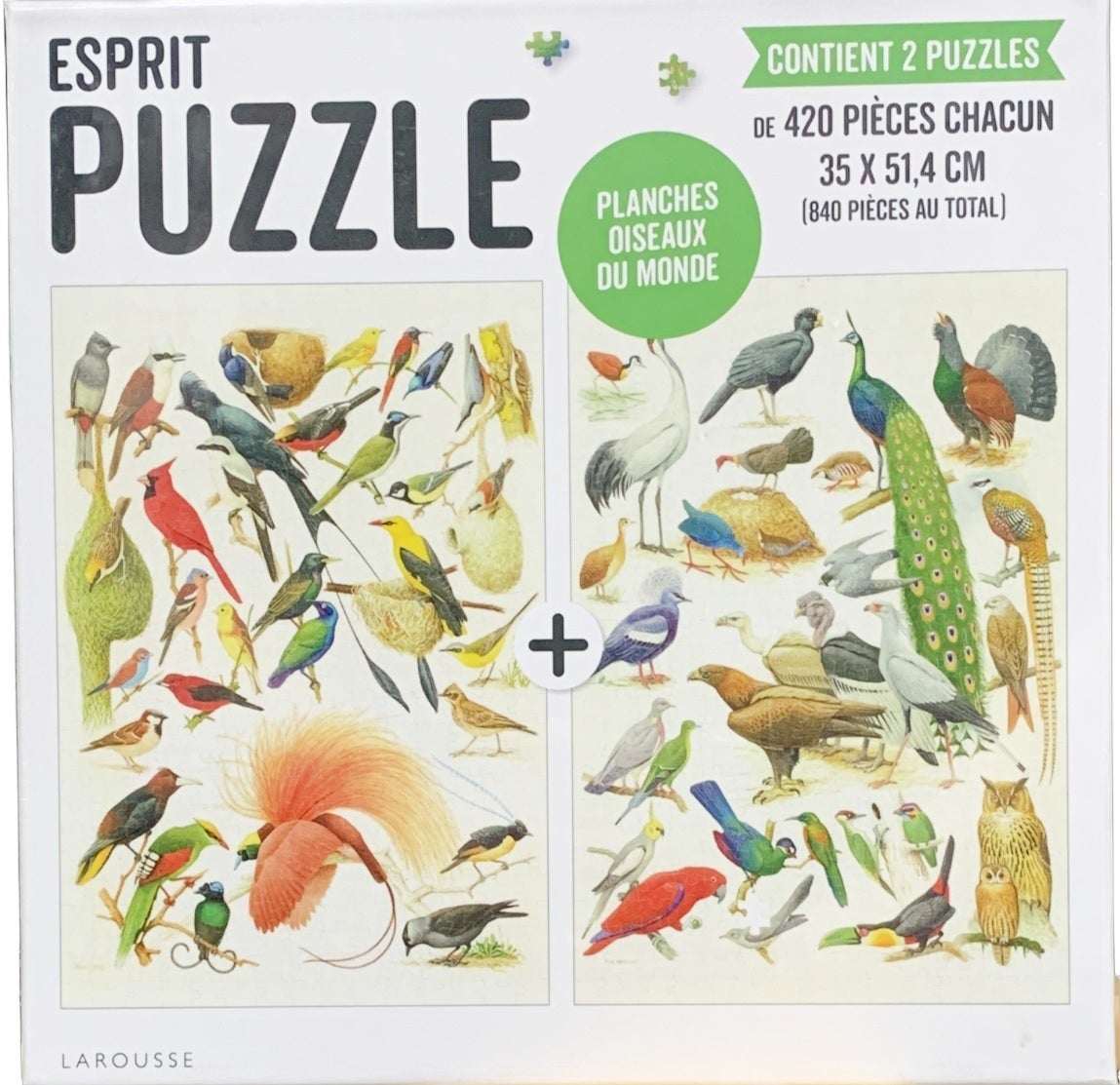 Larousse Planches oiseaux du monde puzzle thérapie 2x 420 pièces